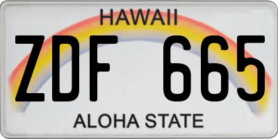HI license plate ZDF665