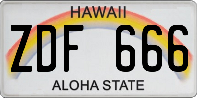 HI license plate ZDF666