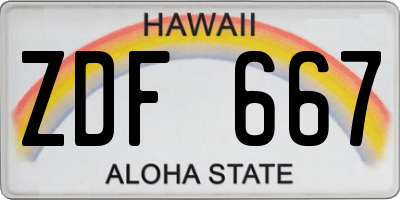 HI license plate ZDF667