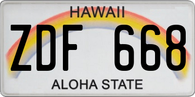 HI license plate ZDF668