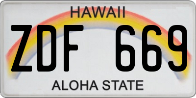 HI license plate ZDF669