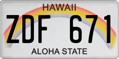 HI license plate ZDF671