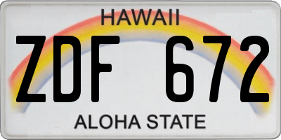 HI license plate ZDF672