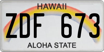 HI license plate ZDF673