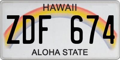 HI license plate ZDF674