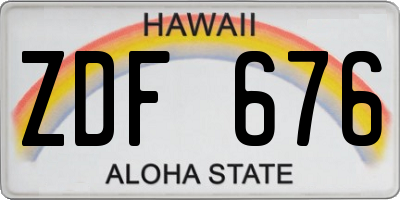 HI license plate ZDF676
