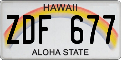 HI license plate ZDF677
