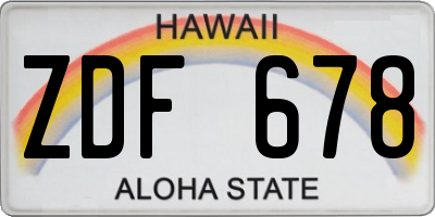 HI license plate ZDF678