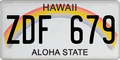 HI license plate ZDF679