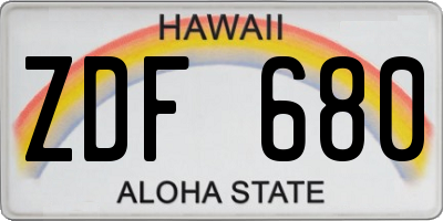 HI license plate ZDF680