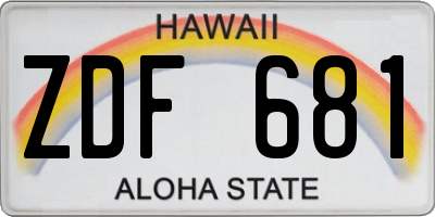 HI license plate ZDF681
