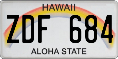 HI license plate ZDF684
