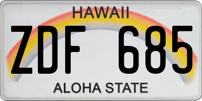 HI license plate ZDF685
