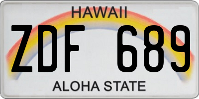 HI license plate ZDF689