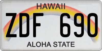 HI license plate ZDF690