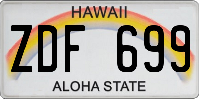 HI license plate ZDF699