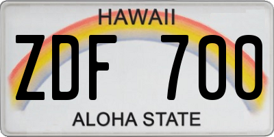 HI license plate ZDF700