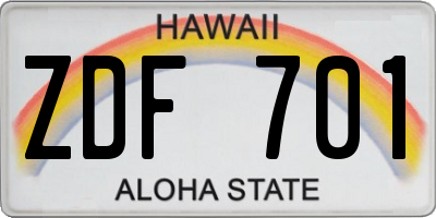 HI license plate ZDF701