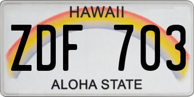 HI license plate ZDF703