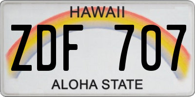 HI license plate ZDF707