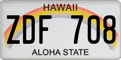 HI license plate ZDF708