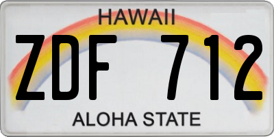 HI license plate ZDF712