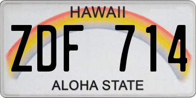 HI license plate ZDF714