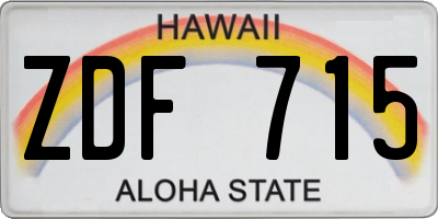 HI license plate ZDF715