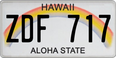 HI license plate ZDF717