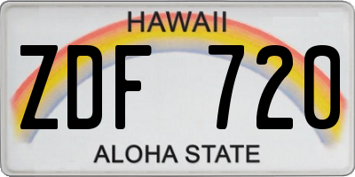 HI license plate ZDF720