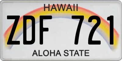 HI license plate ZDF721