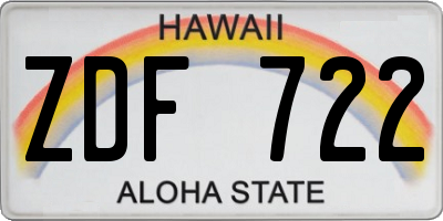 HI license plate ZDF722