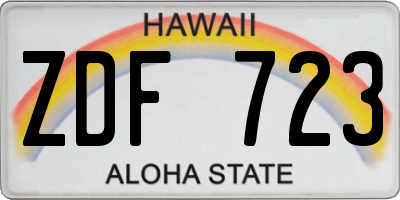 HI license plate ZDF723