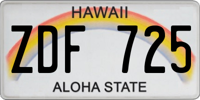 HI license plate ZDF725