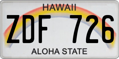 HI license plate ZDF726