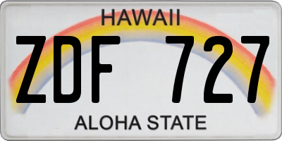 HI license plate ZDF727