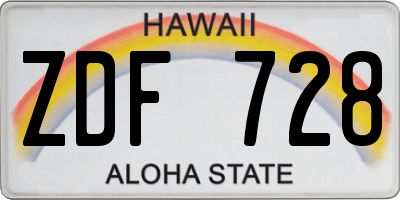 HI license plate ZDF728