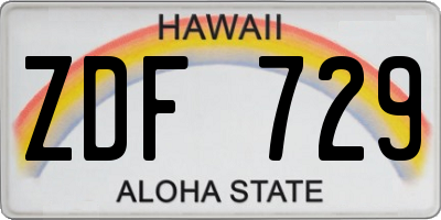 HI license plate ZDF729
