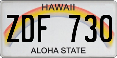 HI license plate ZDF730