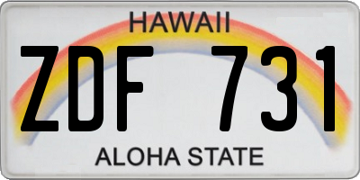 HI license plate ZDF731