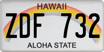 HI license plate ZDF732