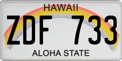 HI license plate ZDF733