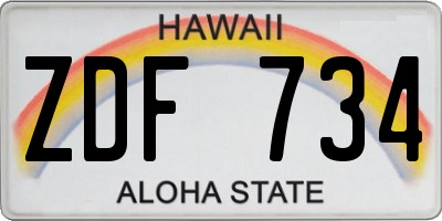 HI license plate ZDF734
