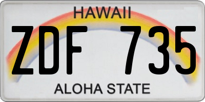 HI license plate ZDF735