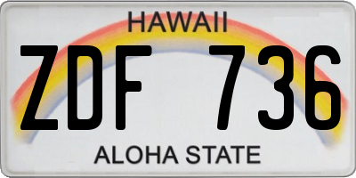 HI license plate ZDF736