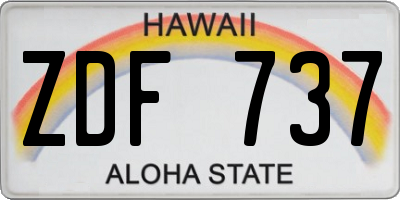 HI license plate ZDF737