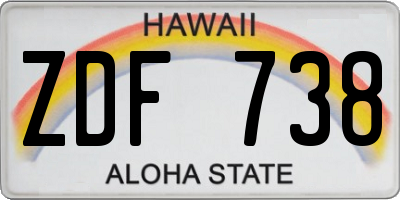 HI license plate ZDF738