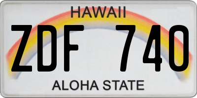 HI license plate ZDF740