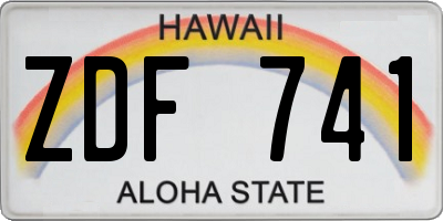 HI license plate ZDF741