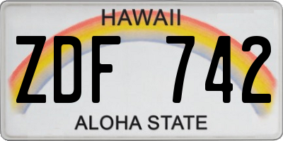 HI license plate ZDF742